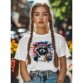 thumbnail image 5 of Women's T-Shirt Raccoon Hot Dog American Short Sleeve Casual Tee Classic Crew Neck T Shirt for Women White, 3XL, 5 of 7