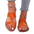thumbnail image 2 of Sandals Woman, Womens Strappy Sandals, Braided Sandals for Women, Sandals With Back Strap, Women's Cross Strappy Leather Flats Sandal Cute Dressy Toe Ring Open Toe Slip On Slide Sandals, Saffron 7, 2 of 7