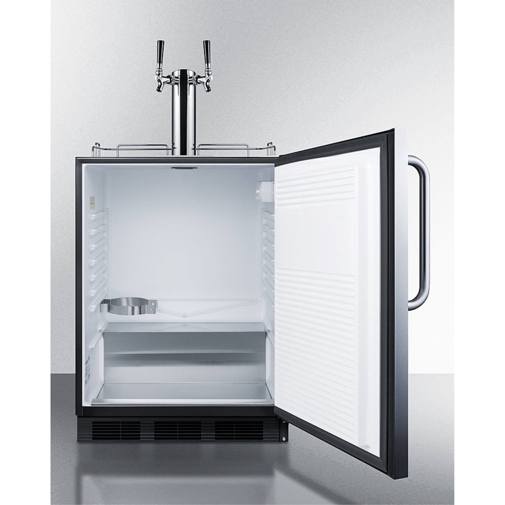 ADA compliant commercial outdoor beer cooler in complete stainless steel, designed for built-in or freestanding use