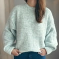 thumbnail image 1 of RKSTN Chandails pour Femmes Mode Automne Hiver Tricoté Ample Manches Longues Blouse Col Rond Chandail Chandail Début Mode Automne, 1 of 7