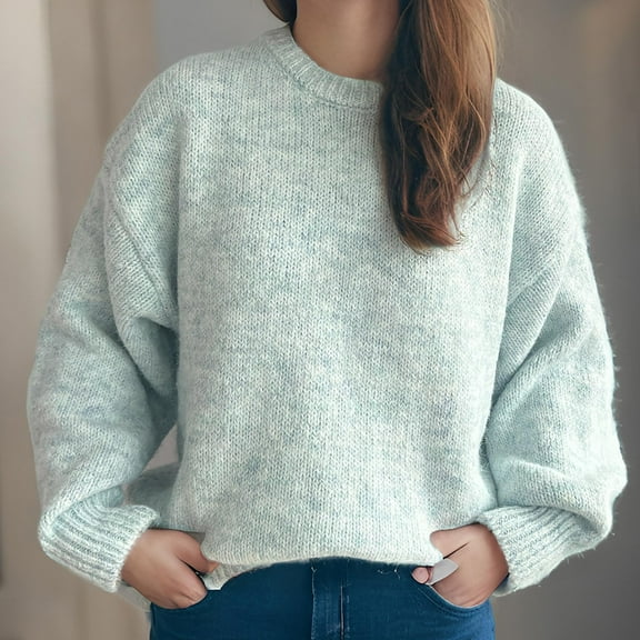 AGWOLF Oversized Sweaters for Women Chunky Mock Neck Knitted Sweater Cozy Long Sleeve Pullover