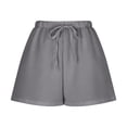 thumbnail image 6 of yillto Cotton Linen Shorts for Women Elastic Waist Drawstring Beach Vacation Boho Summer Loose Shorts Outfits, 6 of 7