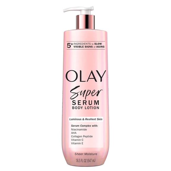 Olay Super Serum Body Lotion, 18.5 fl oz, Moisturizing Body Lotion for Dry Skin with Super Serum Complex to Slow Visible Signs of Aging
