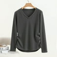 thumbnail image 2 of fatyb Women's Long Sleeve Tops Casual V Neck Cotton Shirts Solid Color Comfortable Blouses for Women, 2 of 6