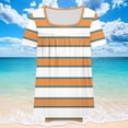 thumbnail image 5 of JTZGDY Women's Plus Size Tops Casual Striped Printed Summer Square Neck Blouses Short Sleeve Ruched Pleated T Shirts Loose Oversized Flowy Beach Tunics Orange XXXXXL, 5 of 6