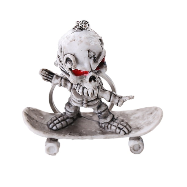 FELTECHELECTR Llavero de goma con diseño de calavera y esqueleto, ideal para colgar en el bolso o en la mochila (monopatín).