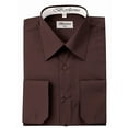 thumbnail image 2 of Berlioni Italy Men's Convertible Cuff Solid Dress Shirt Brown, 2 of 2