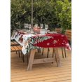 thumbnail image 2 of Outdoor Tablecloth with Umbrella Hole and Zipper, Red Christmas Rectangle Table Cloth 52x70 Inch Waterproof Tablecloth, Xmas Snowman Truck Tree Balls Picnic Table Cover for Patio Camping, 2 of 7