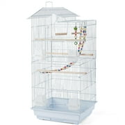 Yaheetech Open Top Travel Bird Cage Carrier for Bird Canary Cockatiel Small Parrots, White