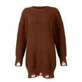 thumbnail image 4 of Women's O-neck Oversized Sweaters Long Sleeve Pullover Loose Chunky Knit Jumper for Winter Season, Casual and Comfortable Fashion Top,Coffee,L, 4 of 7