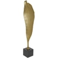 thumbnail image 5 of 8" x 30" Gold Aluminum Textured Leaf Abstract Sculpture with Black Marble Base, by DecMode, 5 of 12