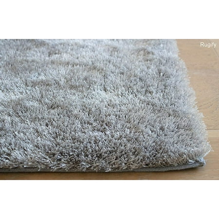 Grey Fuzzy Rug Sale! 8’x10’ Feet Silver Light Gray Light Grey Solid Shag Shaggy Area Rug Carpet Woven Braided Hand Knotted Feizy Accent Fluffy Fuzzy Modern Contemporary Shimmer Sale Decorative - Aroma Silver Design ()