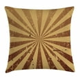 thumbnail image 1 of Tan Throw Pillow Cushion Cover, Sunburst Pattern Aged Rusty Jagged Grungy Retro Style Rays Old Worn Composition, Decorative Square Accent Pillow Case, 18 X 18 Inches, Brown Light Brown, by Ambesonne, 1 of 2
