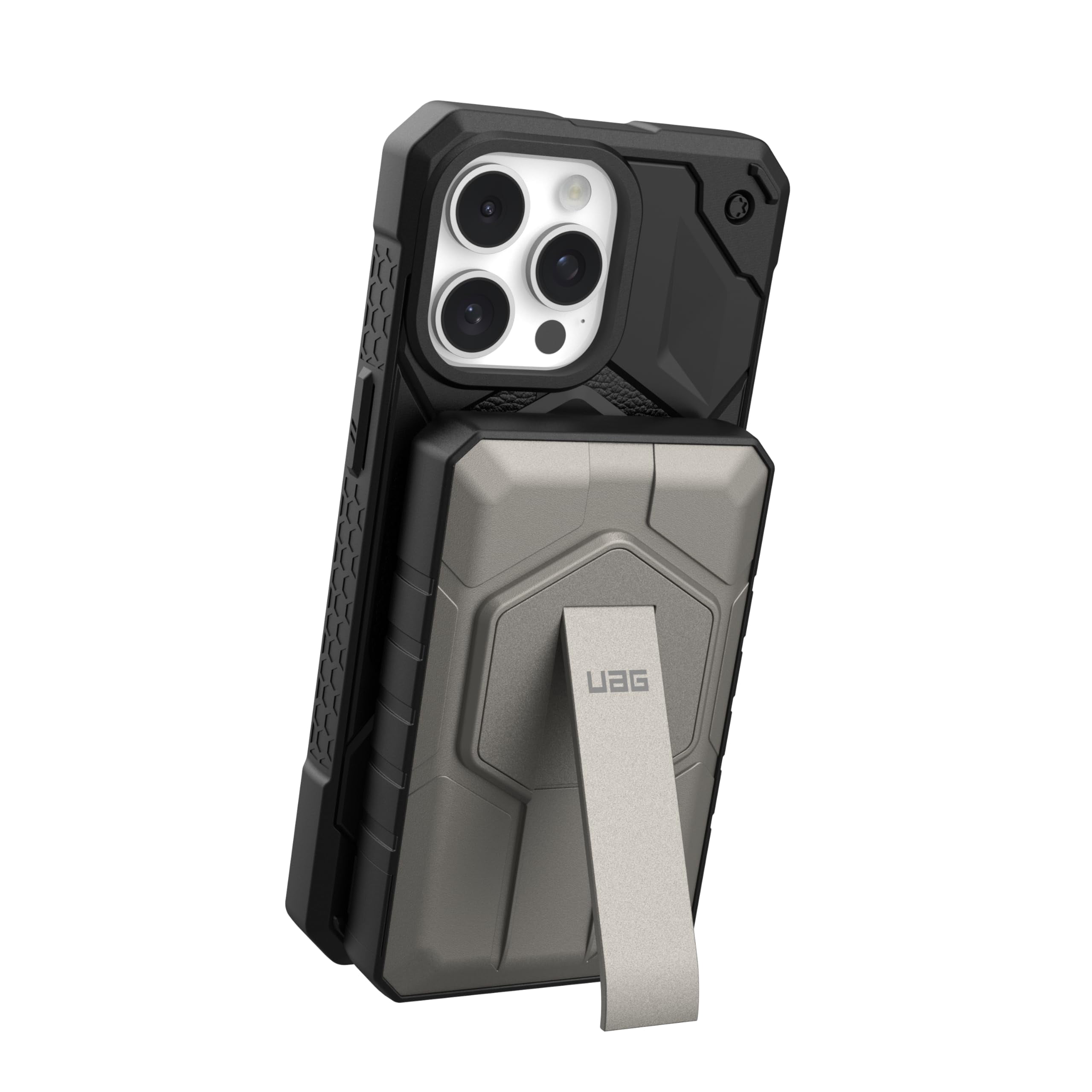 UAG 10000mAh Power Bank SRGE 20W 2-Port USB-C USB Magnetic Wireless Portable Charger Fast Charging Battery Pack w/Kickstand Compatible with iPhone 17, Galaxy S25, Black/Titanium