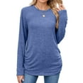 thumbnail image 2 of ClodeEU Women's Long Sleeve Crew Neck Shirts,Fall Slim Fit Tunic Casual Basic Tee Blue,Womens Plus XL, 2 of 8
