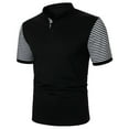 thumbnail image 2 of Mens Pique Polo Shirt Fashion Color Matching Striped Single Lapel Short Sleeve Sweater Men'S Clothing, 2 of 8