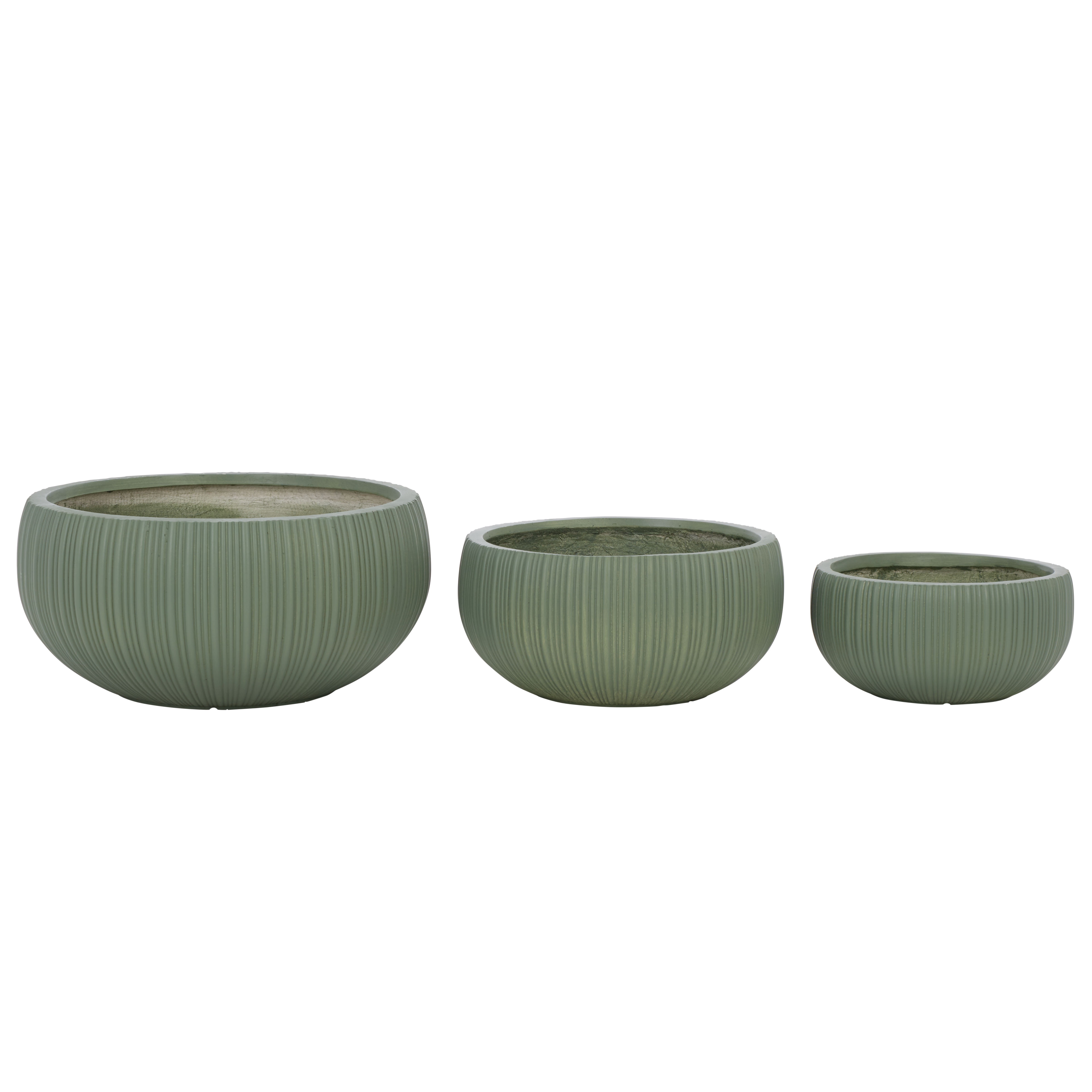 Safavieh Anita Round Green Fiber Clay Plant Pots - Set of 3