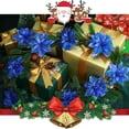 thumbnail image 4 of Christmas Glitter Poinsettia Artificial Flowers,12 Pack Christmas Tree Ornaments for Wreaths Garland Holiday Party, Xmas Decoration (Blue), 4 of 7