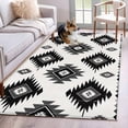 thumbnail image 3 of 3x5 Washable Area Rug, Bohemian Black Non-Slip Rectangle Rug for Living Room Bedroom, Gray Aztec Ethnic Style Geometric Country Indoor Low Pile Floor Mat for Home Decor, 3 of 9