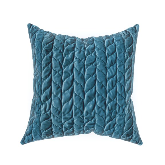 Decorative Throw Pillow Cover, 18” x 18”, Blue, Quilting Pattern on Poly Velvet Creating a Natural Sense of Style for any Living Room, Bed, and Sofa