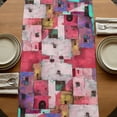 thumbnail image 5 of Table Runners 72 Inches Long Dress Scarves, Abstract Red Farmhouse Kitchen/Dining Table Runner, Coffee Tablerunners, Painting Buildings Geometric Color Block 16x72 Inch, 5 of 9