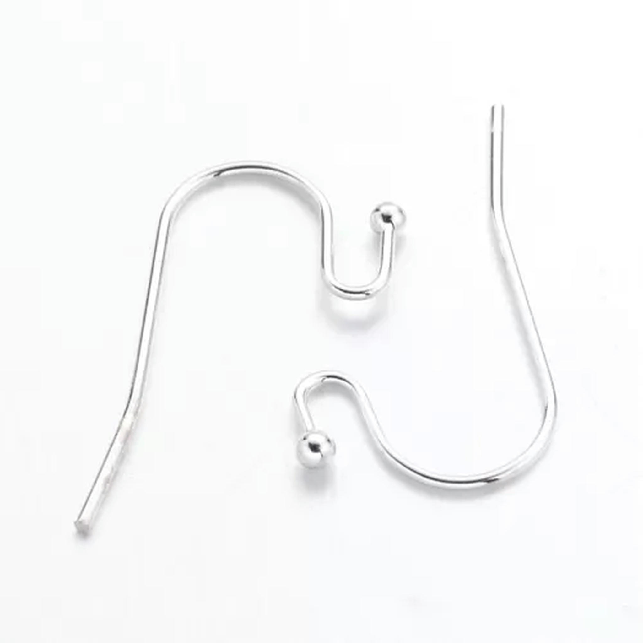 U8MO 2000PCS Brass Earring Hook Earwire For DIY Jewelry Earring Making 22x11x0.75mm-Silver