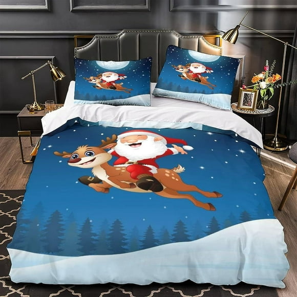 Christmas Duvet Cover Set, D Pattern Printed Bedding Set, Christmas Gift, Kids Teens Quilt Cover, Zipper Closure Piece Set