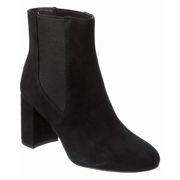 Stuart Weitzman Celina 75 Suede Chelsea Bootie, 7, Black
