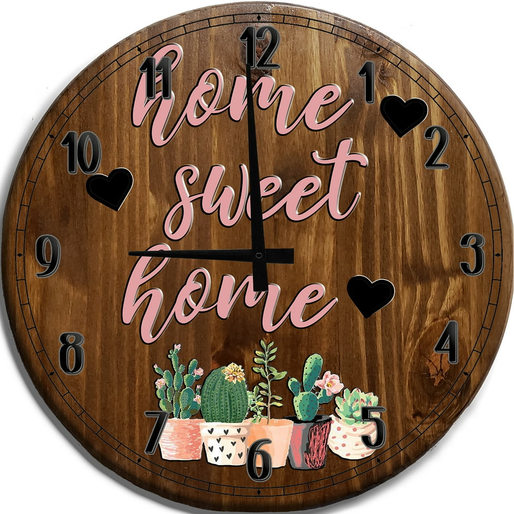 Large Wall Clock Home Sweet Home Plants Bar Sign Home Decor Classic