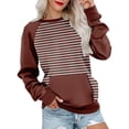 thumbnail image 2 of Wyzesi Chandails en Molleton d'Automne pour Femmes, Mode Décontractée, Rayé, Couleur Unie, avec Poche, Col Rond, Manches Longues, Sweat à Capuche Zippé pour Femmes, Vert, 2 of 5