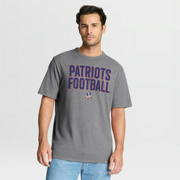 Men's Fanatics Heather Gray New England Patriots First Down Tribute Tri-Blend T-Shirt