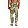 thumbnail image 6 of Men's Camouflage Pajama Pants with Pockets & Drawstring - Cuffed Jogger Sleep Bottoms for Men, Elastic Waist Soft Lightweight Lounge Homewear Army Green L, 6 of 6