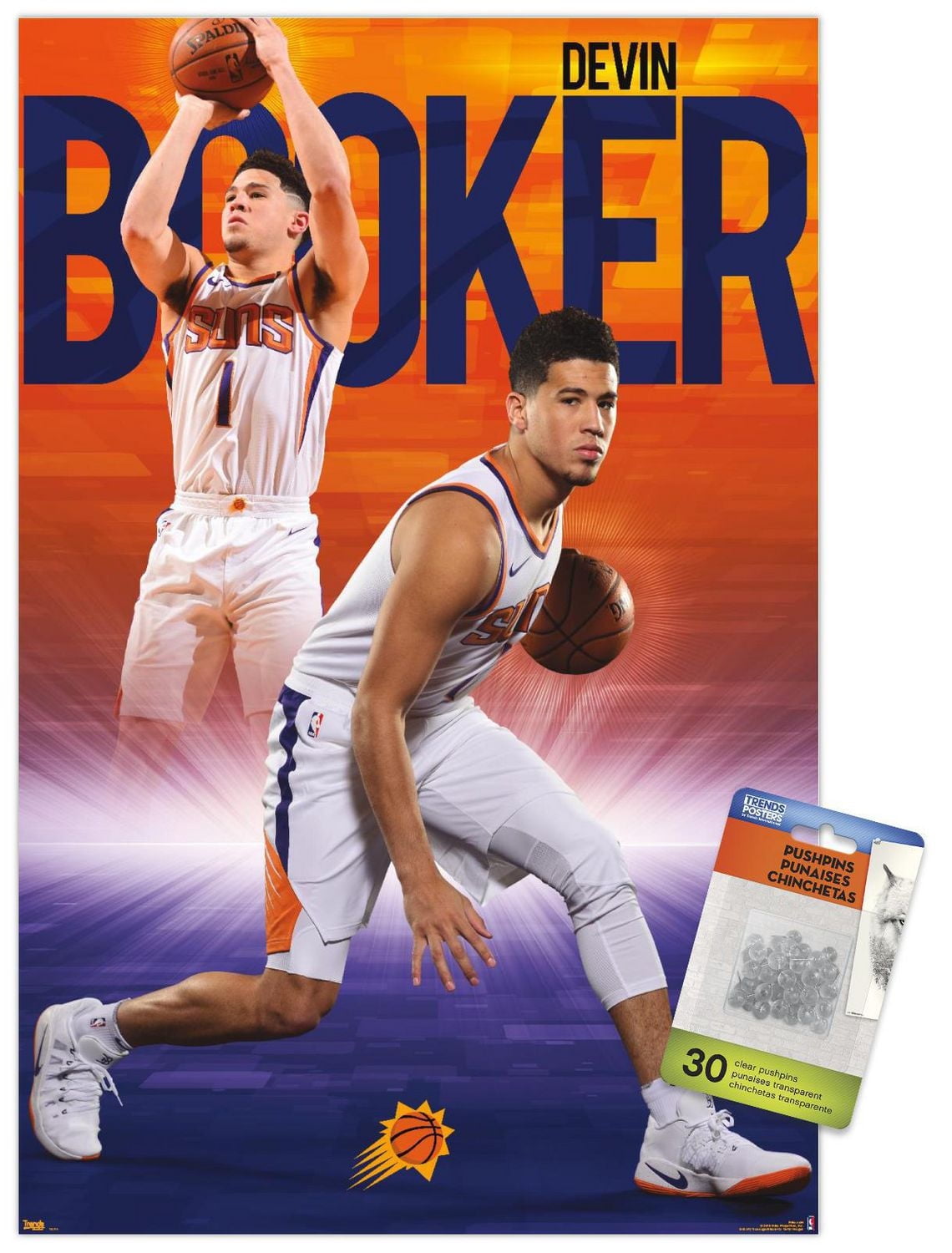 NBA Phoenix Suns - Devin Booker 18 Wall Poster, 22.375" x 34" Framed