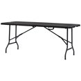 thumbnail image 1 of Foldable Patio Dining Table for 6, Rectangular Outdoor Table for Garden Lawn Backyard, Dark Grey, 1 of 7