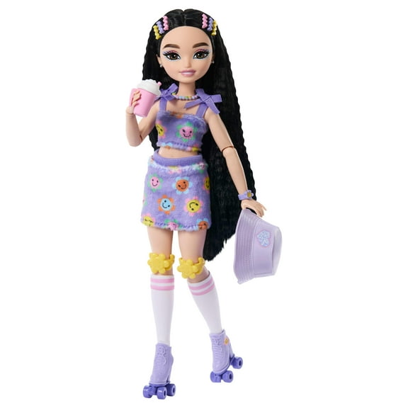 Dream Besties Barbie Renee Roller Skating Fashion Doll with 12 Video & Food Themed Accessories