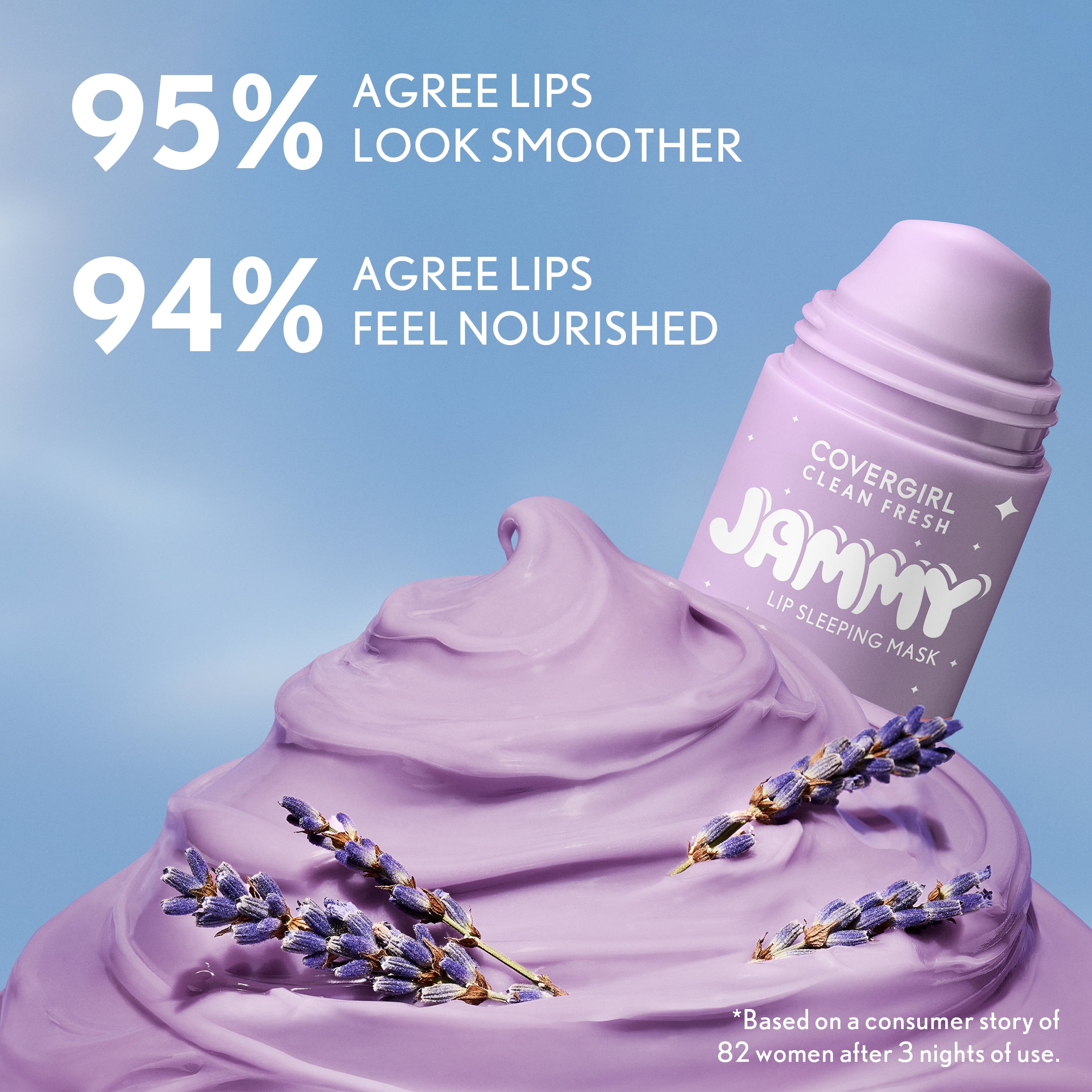 COVERGIRL Clean Fresh Jammy Lip Sleeping Mask, 10 Whipped Lavender