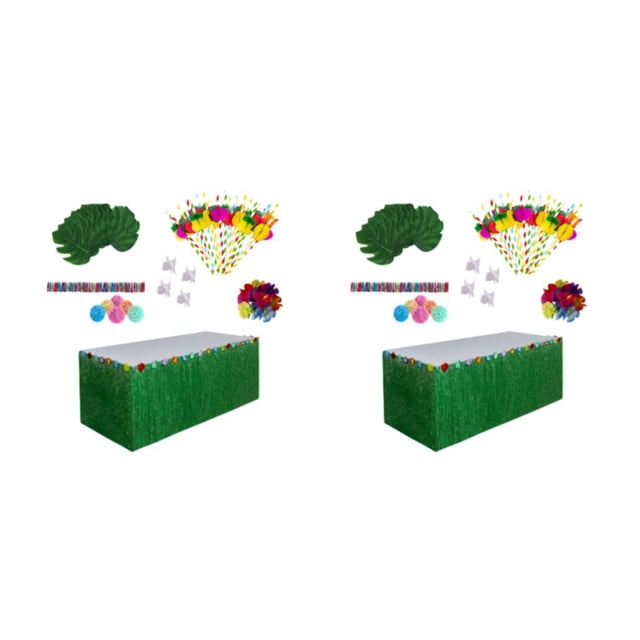 Bewildely 1 Juego de decoración de fiesta hawaiana Luau, de mesa, hojas de palma, paraguas de colores, flamencos, Tropical, tipo de Tipo 1 2piezas
