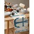 thumbnail image 3 of Nautical Anchor Blue Burlap Cotton Table Runner 16x72 Inches Long, Summer Coastal Starfish Farmhouse Table Runners, Outdoor Dining Tablecloths Decor for Baby Shower/Party/Wedding, 3 of 6