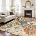 thumbnail image 3 of Vintage Boho Large Area Rugs for Bedroom Living Room, Soft Non Slip Carpet Bedside Rug, Chic Farmhouse Neutral Morocco Geometric Rectangular Floor Cover Kitchen Accent Rug 5'x8' for Office, 3 of 9