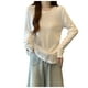 thumbnail image 3 of Camisetas para mujer,Top de encaje de manga larga y cuello alto para mujer, jersey de mezcla acrílica, camisa informal con cuello en V para uso diario, sopatenor, 3 of 9