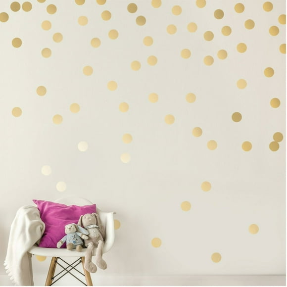 Autocollants à Pois Dorés, 108 2 Pouces Autocollant Mural en Vinyle Métallique Doré pour Bébé Fille, Chambre de Bébé, Chambre d'Ado, Décoration de Bureau à Domicile et Décorations de Fête - Facile à Enlever