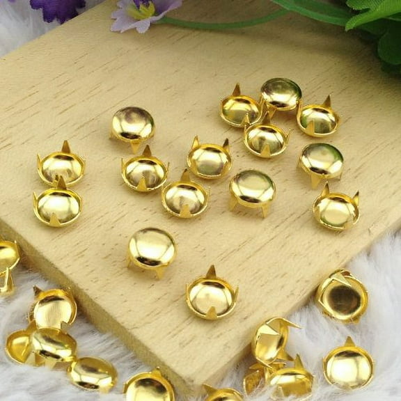 AK-Trading 100pcs 8MM Gold Round Dome Metal Studs Spots Nailheads Fastners