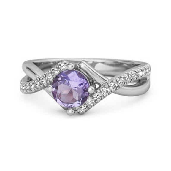 Mooneye Classic & Elegant 0.25 Ctw Amethyst 925 Sterling Silver Solitaire Accents Women Gifts Ring