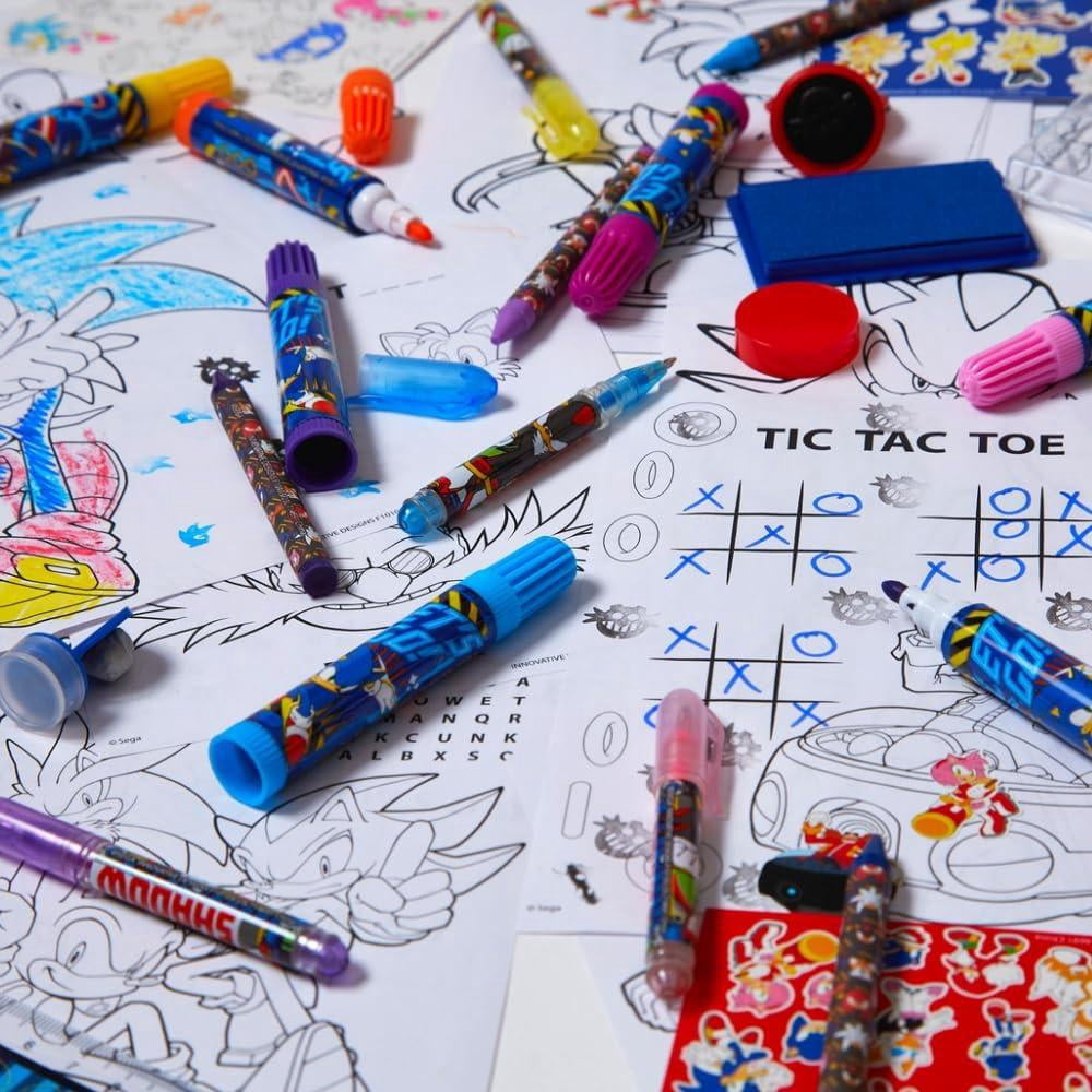 Sonic the Hedgehog Kids Art Kit with Carrying Tin Gel Pens Markers