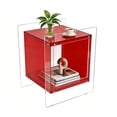 thumbnail image 5 of 2 Tier Clear Acrylic End Side Table Bedside Table Nightstand Open Storage for Living Room Bedroom, Red Color, 5 of 12