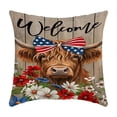 thumbnail image 2 of Diceymbol Patriotic Highland Cow Throw Pillow Cover 4th of July Decorations American Flag Bow Farmhouse Pillow Case For Couch Sofa Living Room 250th Anniversary 17.72In, 2 of 6