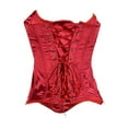 thumbnail image 3 of ZQUUVOU Women's Victorian Lace Up Corset Top Stain Solid Color Backless Strapless Tube Tops Waist Cincher Themed Parties Burgundy, 3 of 4