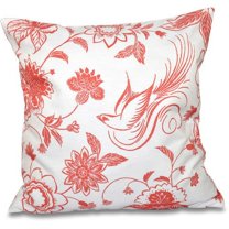Simply Daisy 16" x 16" Traditional Bird Floral Floral Outdoor Pillow