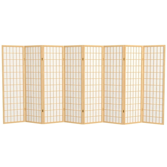 5 ft. Tall Window Pane Shoji Screen - Natural - 8 Panels