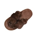 thumbnail image 2 of uublik Sleepers Womens Fuzzy Slippers Memory Foam Open-Toe Slippers Soft Fleece Indoor Shoes Indoor/Outdoor Slippers, Coffee, 2 of 7